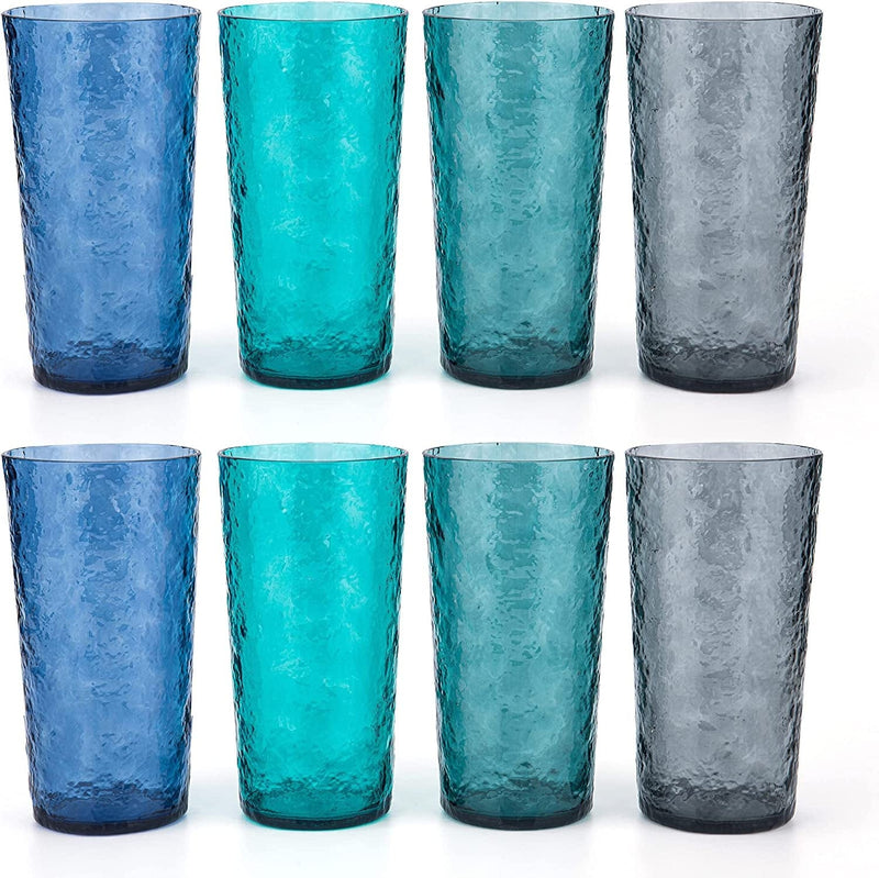 18-Ounce Acrylic Highball Glasses Plastic Tumbler, Set of 6 Blue Home & Garden > Kitchen & Dining > Tableware > Drinkware KX-WARE Multicolor 8 