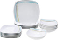 18-Piece Kitchen Dinnerware Set - Square Plates, Bowls, Service for 6 - Modern Beams