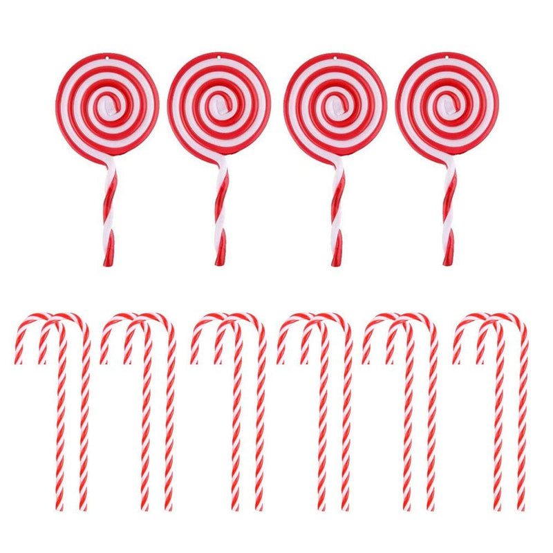 18 Pieces Candy Cane Christmas Tree Decorations Peppermint Hanging Ornaments Fake Candy Christmas Ornaments Red and White Plastic Christmas Ornaments for Xmas Craft Holiday Party Decorative Supplies Home & Garden > Decor > Seasonal & Holiday Decorations& Garden > Decor > Seasonal & Holiday Decorations Eshoo Style B  