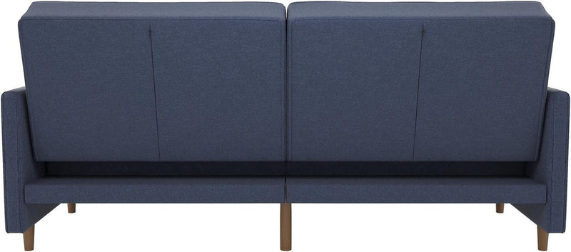 DHP Andora Coil Futon Sofa Bed Couch with Mid Century Modern Design - Navy Blue Linen