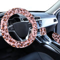 Fuzzy Steering Wheel Cover for Women Girls, Accmor Universal Fit Fur Car Wheel Cover & Handbrake Cover & Gear Shift Cover Set, Leopard Winter Warm Fluffy Vehicle Wheel Protector for Auto, SUV