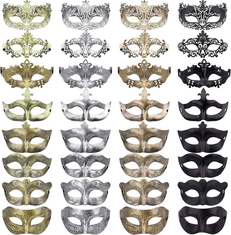 FEQO 32 Pieces Masquerade Masks Vintage Antique Masks Venetian Masks