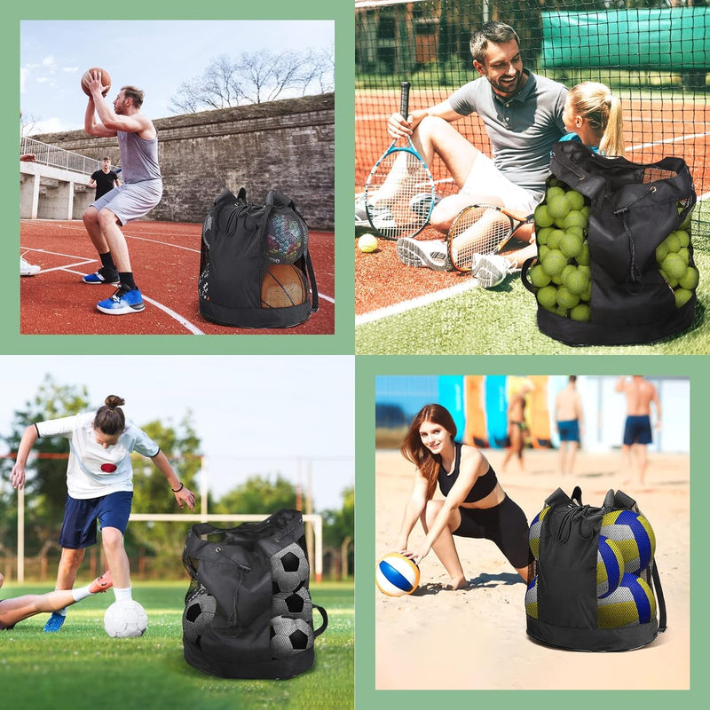 Extra Ball Bag,Large Mesh Equipment Bag Black, Soccer Ball Bag with Adjustable Shoulder Strap,600D Oxford Cloth Mesh Sports Bag for Holding Soccer/Football/Volleyball(Holds 5 Soccer Balls)