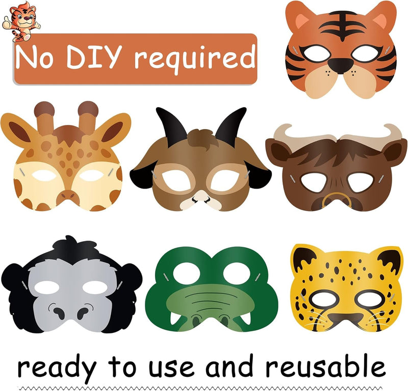 Blulu Animal Masks Party Favors Animal Masks for Unisex Jungle Safari Themed Birthday Dress up Party Supplies(16 Pieces)