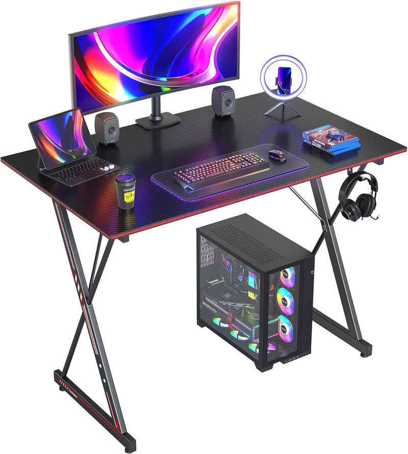 Cubicubi Gaming Desk 40 Inch PC Computer Desk, Home Office Desk Table Gamer Workstation, Simple Game Table, Gray