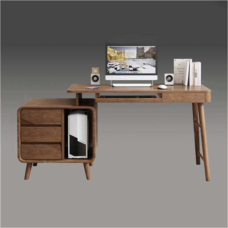 Computer Desk Stable Wooden Desktop PC Desk with Lockers, Drawers and Keyboard Tray Modern Home Working Study Table Scalable Study Room Workstation Home Office Desks