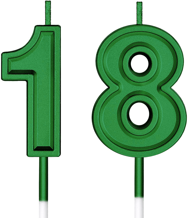 18th Birthday Candles Cake Numeral Candles Happy Birthday Cake Candles Topper Decoration for Birthday Party Wedding Anniversary Celebration Supplies (Blue) Home & Garden > Decor > Home Fragrances > Candles Syhood Green  
