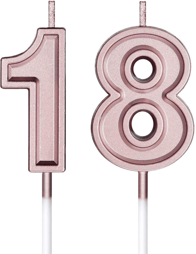 18th Birthday Candles Cake Numeral Candles Happy Birthday Cake Candles Topper Decoration for Birthday Party Wedding Anniversary Celebration Supplies (Blue) Home & Garden > Decor > Home Fragrances > Candles Syhood Rose Gold  
