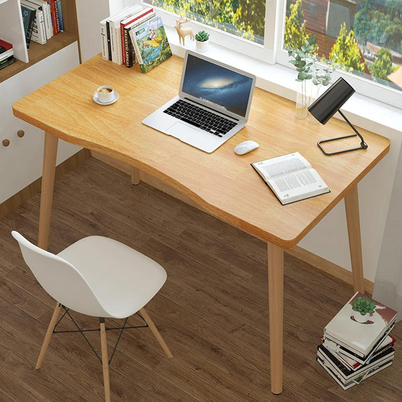 Computer Writing Desk, Modern Ergonomic Arc Design Computer Desk, PC Spacious Desktop Study Work Table for Home Office (White)