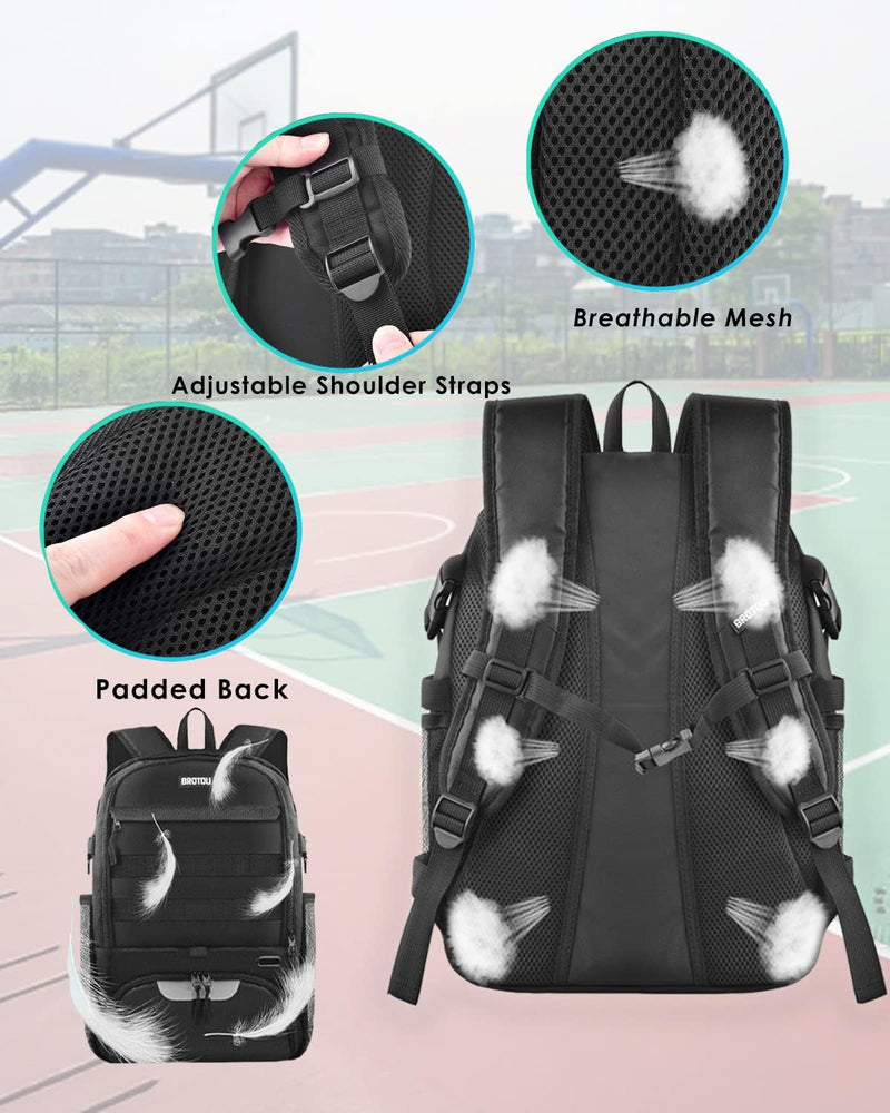 BROTOU Basketball Bag, Soccer Backpack Volleyball Football Backpack Sports Gym Bag with Shoe&Ball Compartment