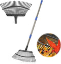 Garden Rake -Small Leaves Rakes for Gardening - 11 Metal Tines 8.5" Wide - 78" Long Handle Leaf Rakes for Lawns Heavy Duty for Yard Lawn Shrub Garden Beds