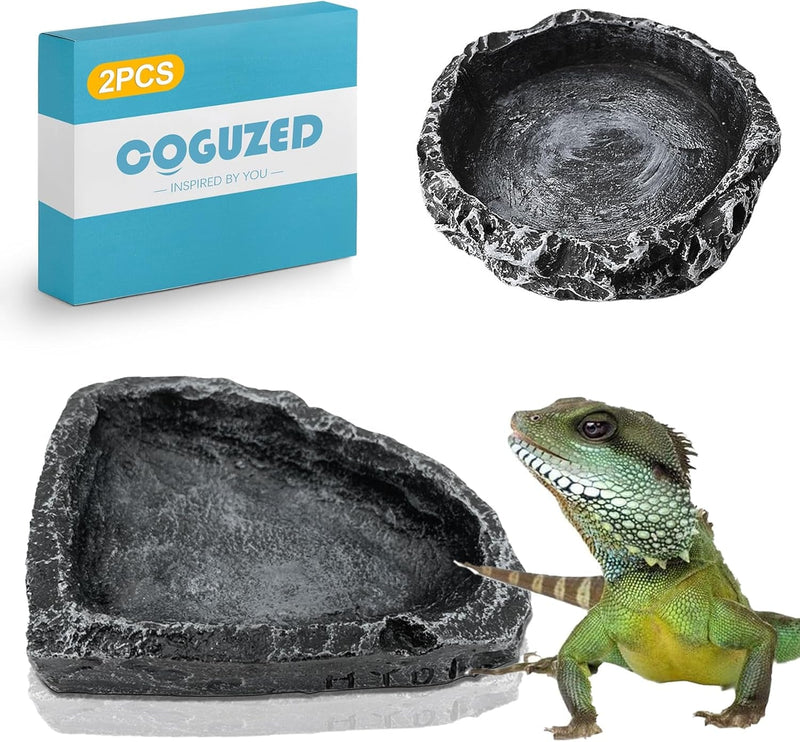 Coguzed 2 Pcs Reptile Feeding Dish Corner Bowl, Reptile Water Dish Food Bowl, Reptile Feeding Terrarium Bowls for Bearded Dragon Lizard Frog Gecko Snake Tortoise Hermit Crab