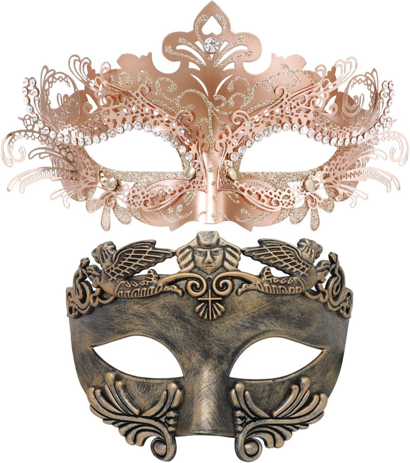 Couple Masquerade Metal Mask Roman Greek Man Mask Venetian Halloween Costume Ball Mask Mardi Gras Mask Cosplay Party Mask