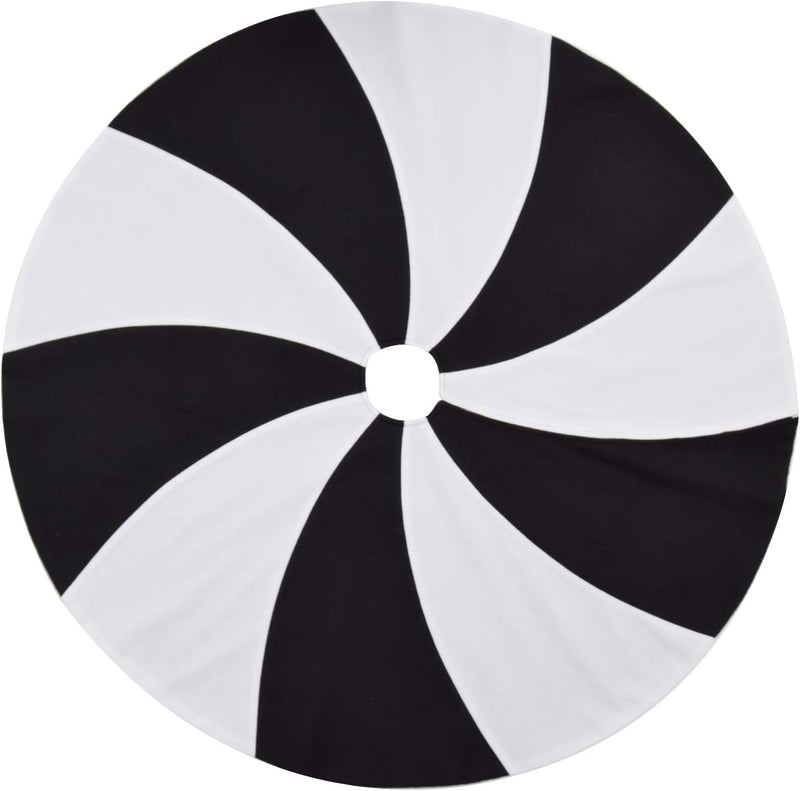 Gireshome 50" Patchwork Black and White Polar Fleece Lollipop Design Christmas/Halloween Tree Skirt,Xmas Tree Decoration Merry Christmas Supplies Christmas Decoration