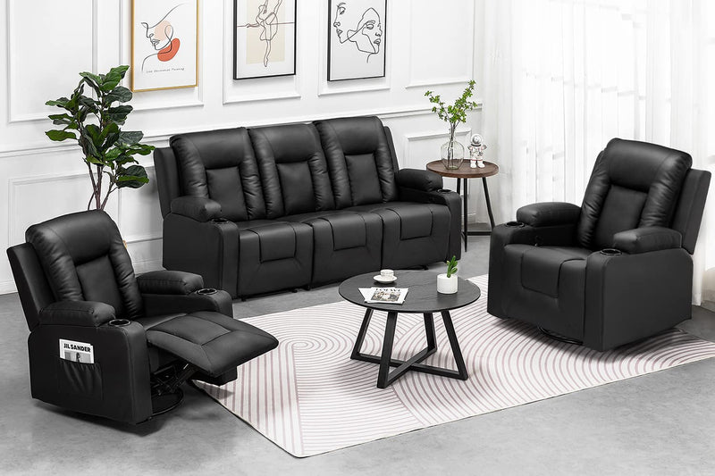 COMHOMA Leather Recliner Modern Loveseat Sofa, 2 Leather Recliner Chair,Modern Small Sofa Couch,2 Seater PU Loveseat,Modern Couches for Living Room with Drink Holders Living Room Chair Loveseat Sofa