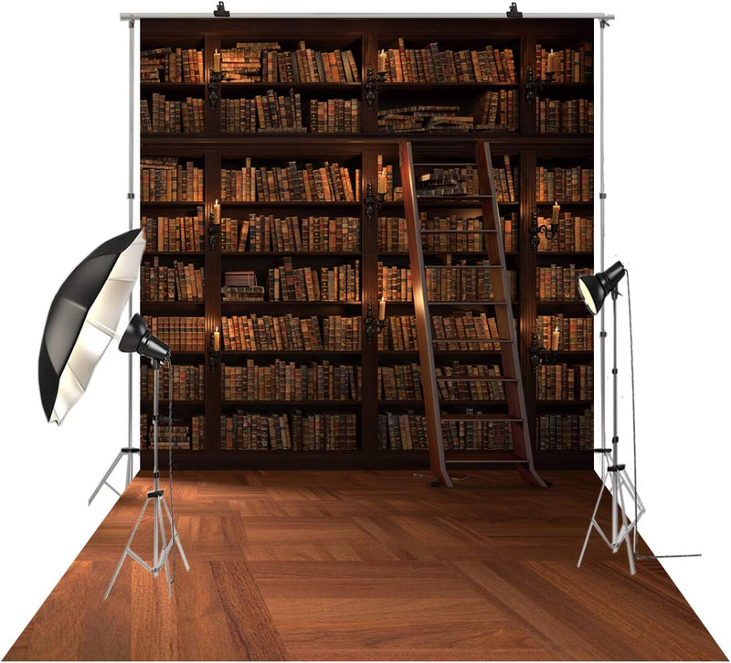 5X10Ft Wooden Bookshelf Photography Backdrop Library School Books Collection Photo Background Students Artistic Photo Booth Studio Props KP-004