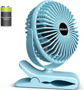 BESKAR Portable Clip on Fan Rechargeable, 4 Speeds Small Battery Operated Fan, USB Desk Fan with Strong Airflow, Sturdy Clamp for Golf Cart Office Outdoor Travel Camping