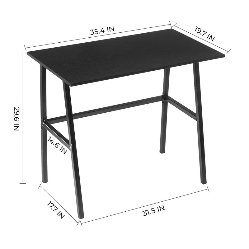 Alecono Small Computer Desk 35'' Kids Writing Desk for Small Space Simple Home Workstation Office Tiny Desk Student Study PC Gaming Table with Metal Frame for Bedroom, Black (X002EYTOCB)