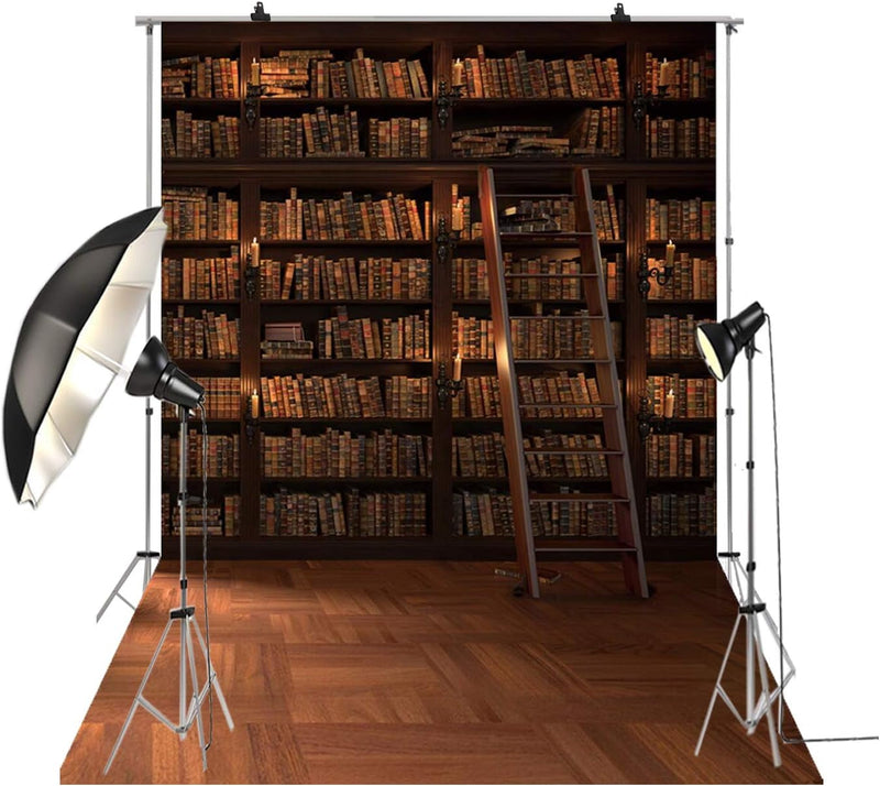 5X10Ft Wooden Bookshelf Photography Backdrop Library School Books Collection Photo Background Students Artistic Photo Booth Studio Props KP-004