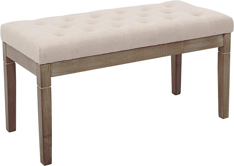 Canglong 27''Wide Rectangle Ottoman Bench&Bed Bench, Linen Look Polyester Fabric Forhallway Living Room,Bedroom, Grey