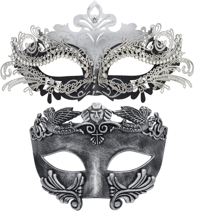 Couple Masquerade Metal Mask Roman Greek Man Mask Venetian Halloween Costume Ball Mask Mardi Gras Mask Cosplay Party Mask