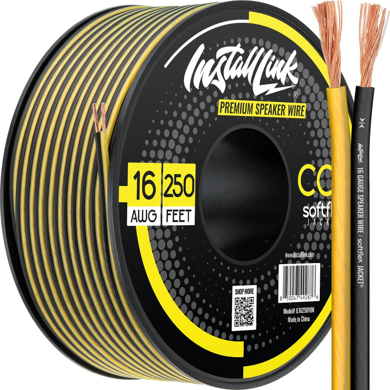 16 AWG Gauge Speaker Wire Cable Stereo, Car or Home Theater, CCA (100 Feet) by Install Link