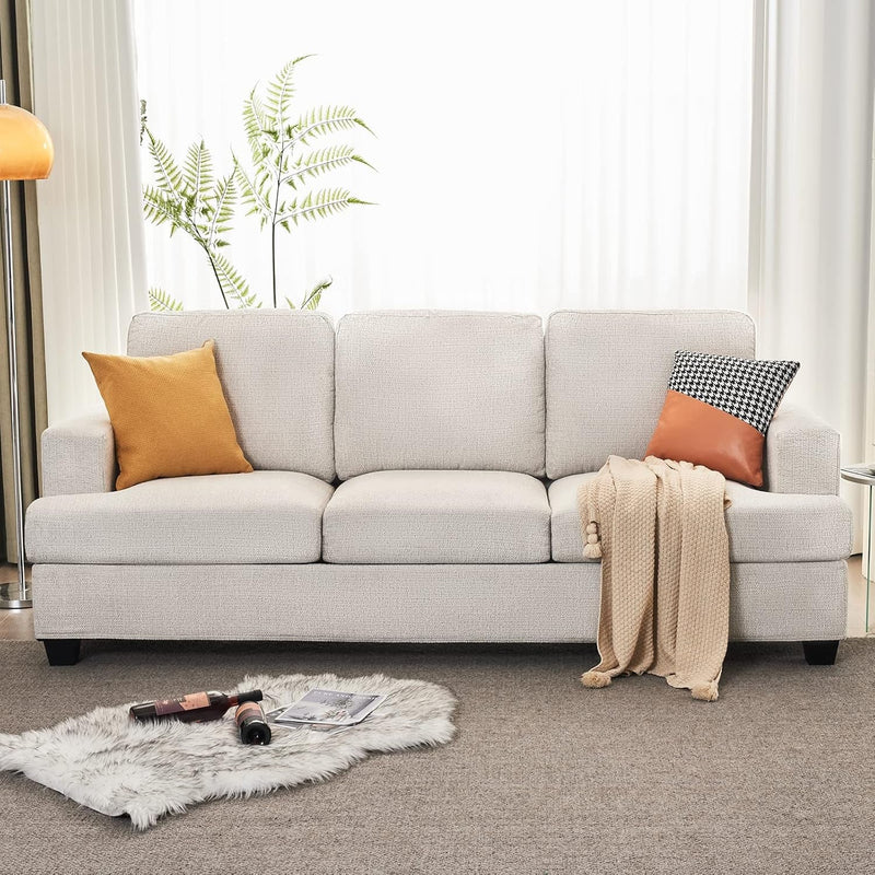 AMERLIFE Sofa, 89 Inch Comfy Sofa Couch with Extra Deep Seats, Modern Sofa- 3 Seater Sofa, Couch for Living Room Apartment Lounge, Beige Chenille