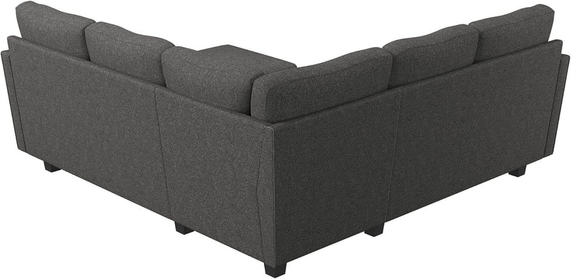 HONBAY Convertible Sectional Sofa with Storage Ottoman L Shaped Couch for Small Apartment Reversible Sectional Sofa for Living Room,Dark Grey