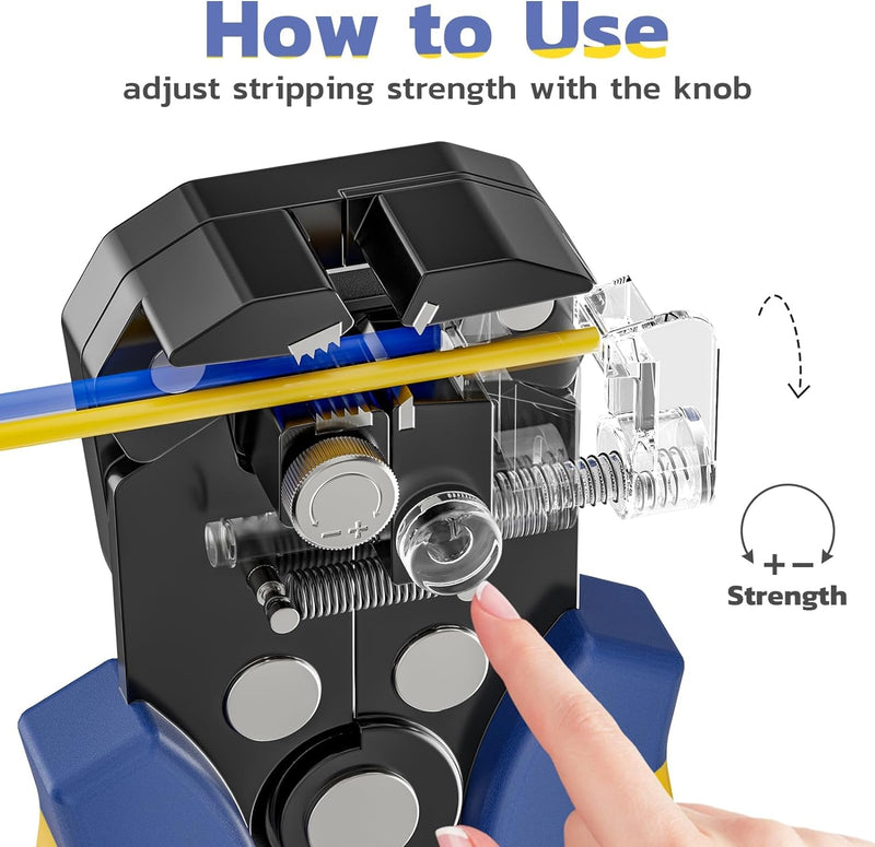 Haisstronica Wire Stripper and Crimping Tool,Awg 24-10 Automatic Stripper Tool with AWG 22-10 Ratchet Wire Crimper for Heat Shrink Connectors
