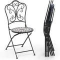 Giantex Set of 2 Patio Folding Chairs, Mosaic Bistro Chairs W/Backrest & round Seat, Heavy-Duty Metal Frame, 330Lbs Capacity, Outdoor Chairs for Porch Balcony Lawn