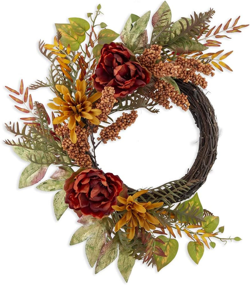 Boston International Decorative Front Door/Wall Wreath, 19-Inches, Autumn Flowers