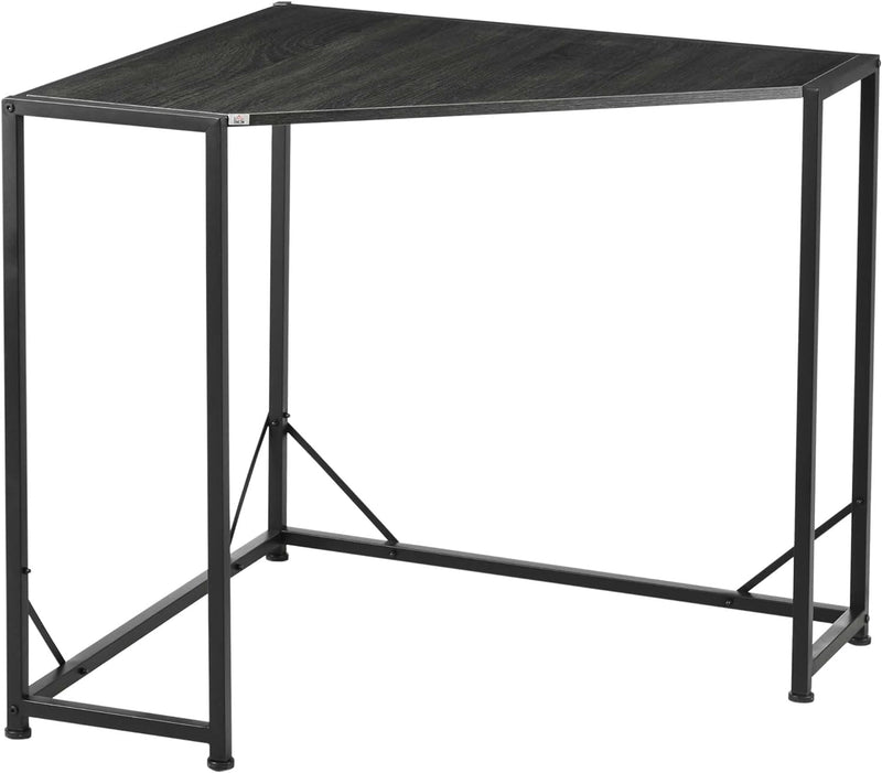 HOMCOM Space-Saving Corner Desk, Small Computer Desk with Metal Frame, Writing Desk for Home Office, Small Spaces, Gray