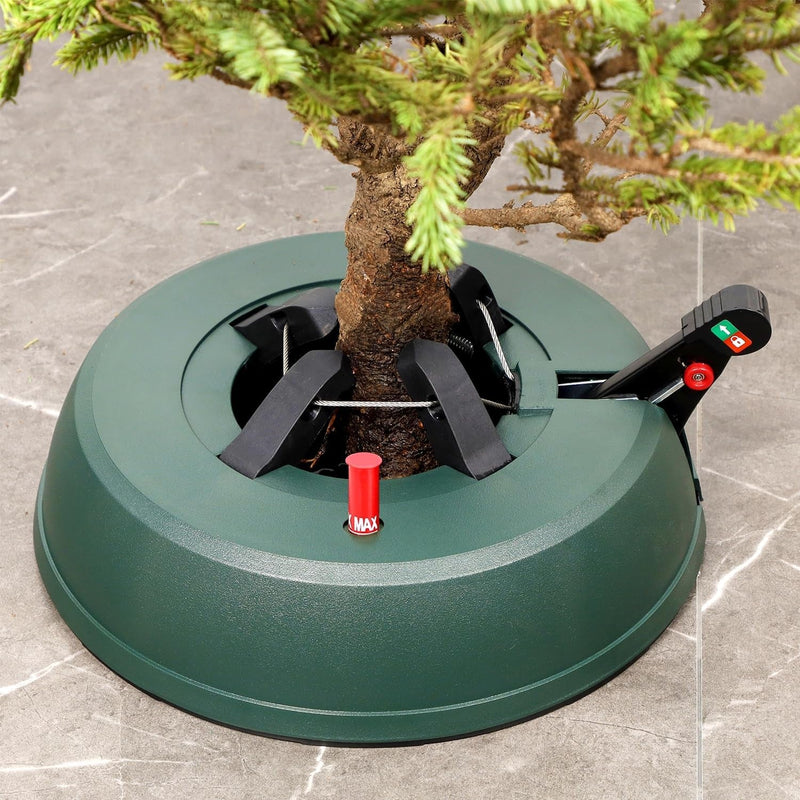 Blissun Christmas Tree Stand with Water Reservoir, Fast Clamp, Foot Pedal, Water Level Indicator, Fits up to 7FT Real Trees