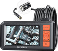 DEPSTECH Dual Lens Industrial Endoscope, 1080P Digital Borescope Inspection Camera, 7.9Mm IP67 Waterproof Camera, Sewer Camera with 4.3" LCD Screen,7 LED Lights,16.5Ft Semi-Rigid Cable,32Gb Card-Black