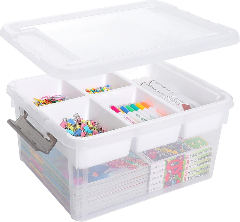 Citylife 17 QT Plastic Storage Box with Removable Tray Craft Organizers and Storage Clear Storage Container for Organizing Bead, Tool, Sewing, Playdoh