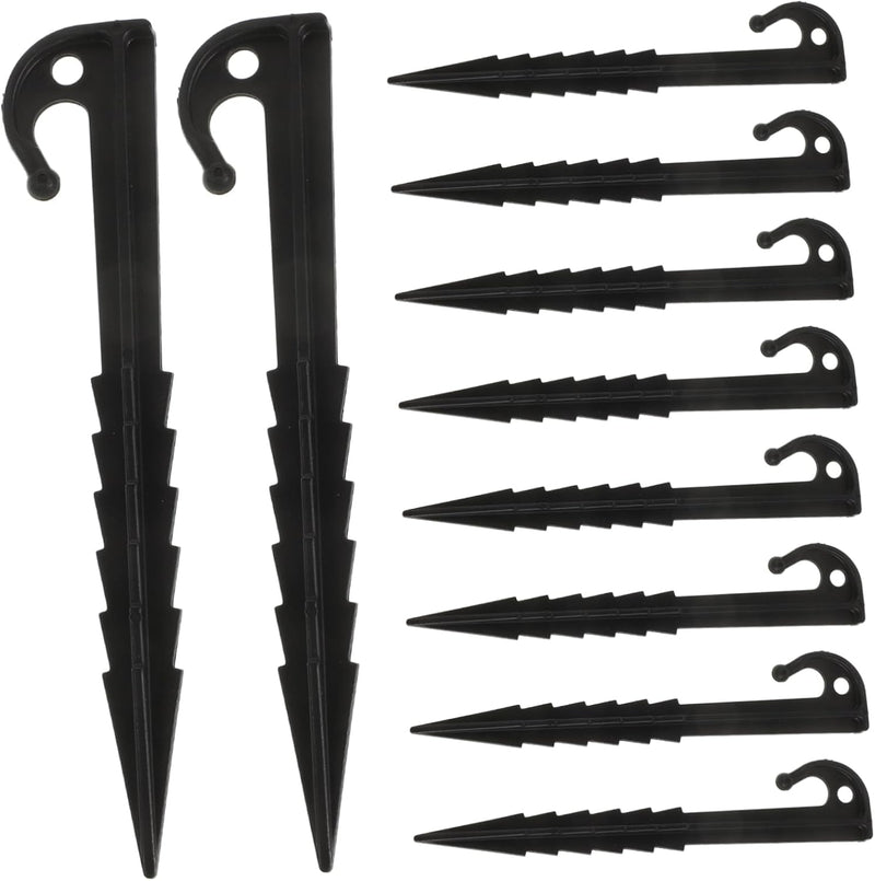 10Pcs Tent Pegs Tents Fixing Stakes Tent Stakes Tent Camping Accessories Tent Ground Pegs Tent Fixing Ground Stakes Tarp Stakes Camping Ground Nails Tent Accessories Plastic Black