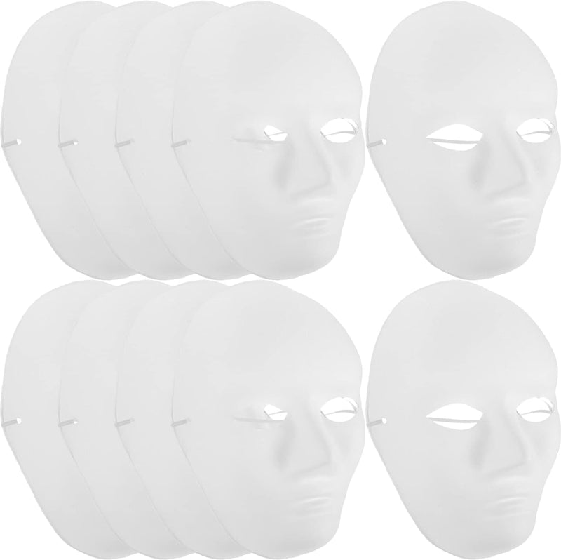 Amosfun 24Pcs DIY Mask Blank Painting Male Full Face Mask for Halloween Ghost Cosplay Masquerade Hip Hop Dance Party Favors