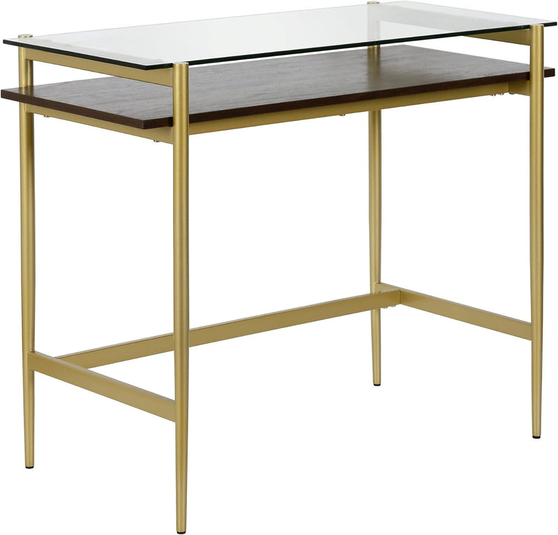 Eaton 36'' Wide Rectangular Desk in Blackened Bronze/Black Grain