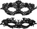 2 Pieces Masquerade Mask for Women Black Lace Mask for Masquerade Ball, Halloween Party