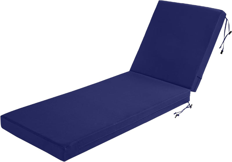 Codi Lounge Chair Cushion, Outdoor Chaise Cushions for Pool, Double Waterproof Fabric, 70 X 22.5 X 3.5 Inch Midnight Blue