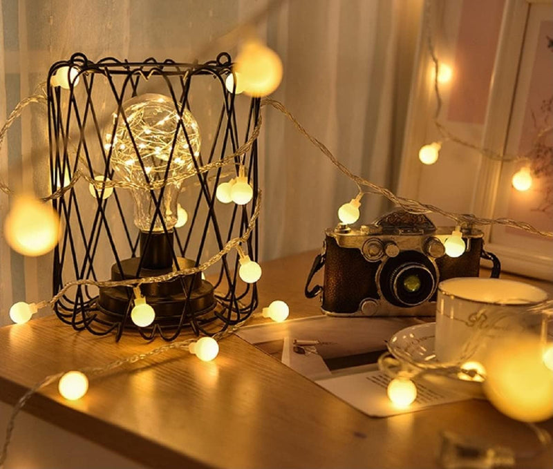 Globe String Lights 20Ft 40 LED USB Powered Warm White Fairy Lights for Birthday Party Wedding Christmas and Home Decoration.