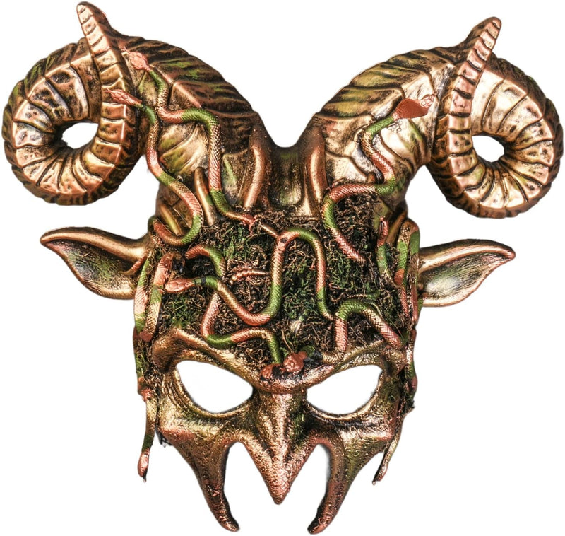 Black Ram Krampus Horns Masquerade Mask Halloween Costume for Adult