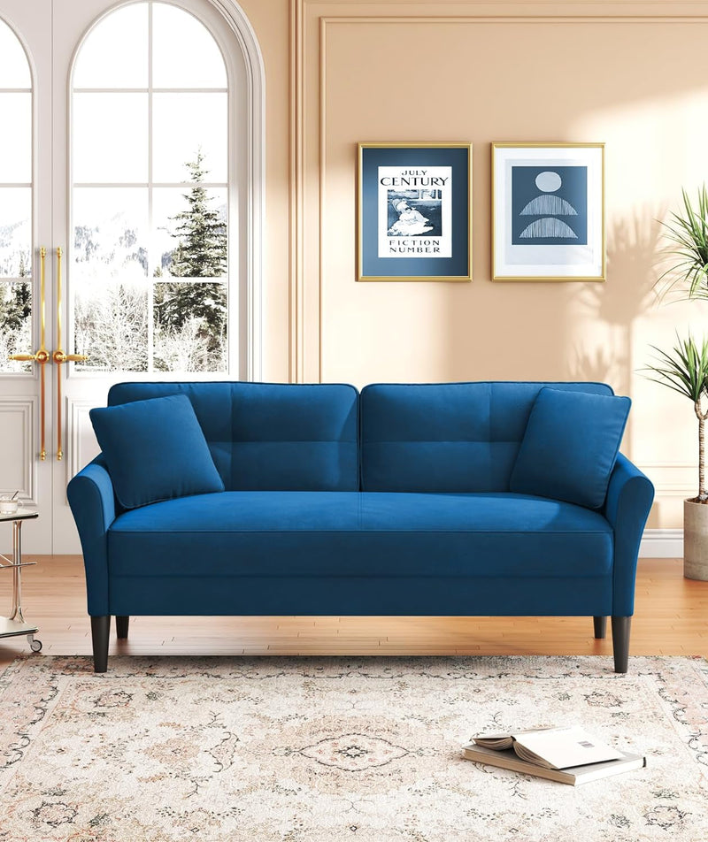 69" Blue Couch, Loveseat Sofa, Couches for Living Room, Comfy Sofas for Living Room 3Min No Tool Fast Assembly, Small Couch for Bedroom, Modern Velvet Sofa Couch for Apartment Office