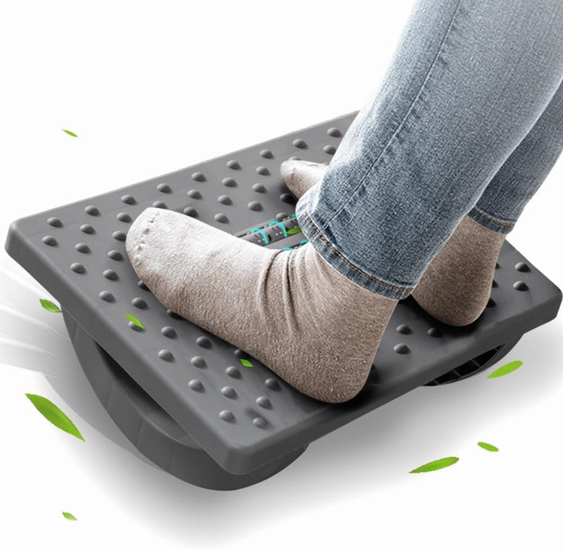 Foot Rest for under Desk at Work - Ergonomic Foot Stools for under Office Desk - Rocking Footrest with Roller Massager - Leg Rest for Chair, Computer Gaming - Promote Leg Circulation