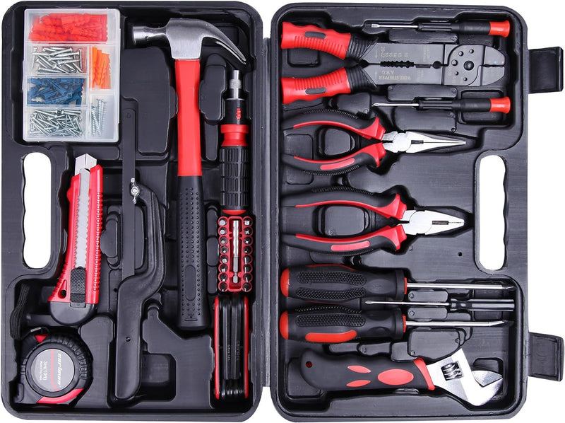 CARTMAN 160 Piece General Household Hand Tool Set Kit with Plastic Toolbox Electricians Tools