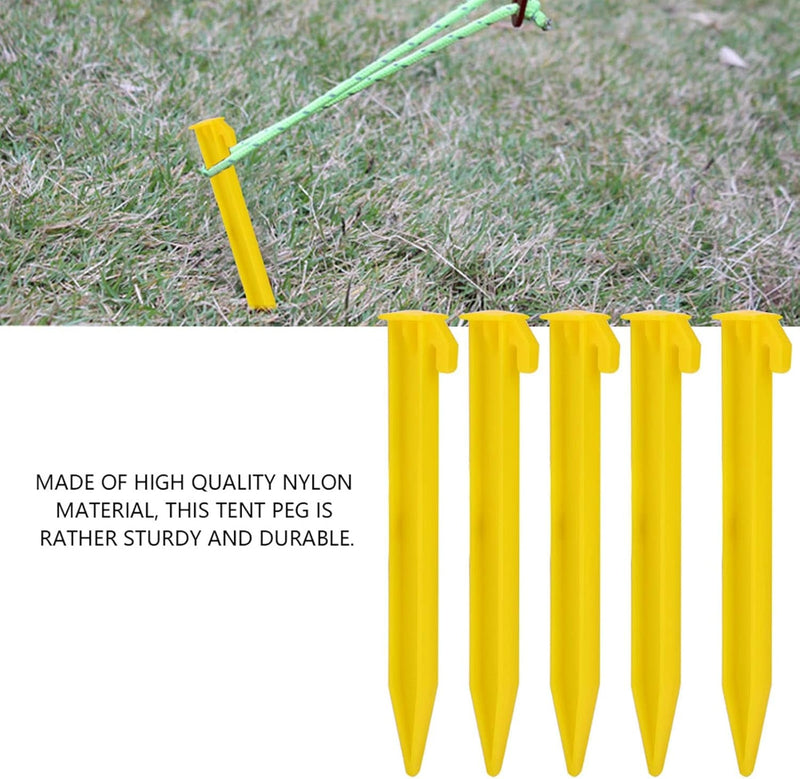 5PCS Durable Tent Pegs Plastic Spike Hook,5.7 Inch Plastic Tent Stakes, Awning Camping Caravan Pegs Accessory for Campings Outdoor Sand Beach