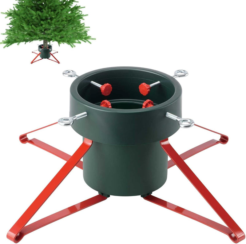 B-COOL Christmas Tree Stand Base: Xmas Tree Holder for Real Trees Legs Tree Decoration Adjustable Tree Stands for Seasonal Displays Home Decor up to 7Ft Tall Tree Green Red L