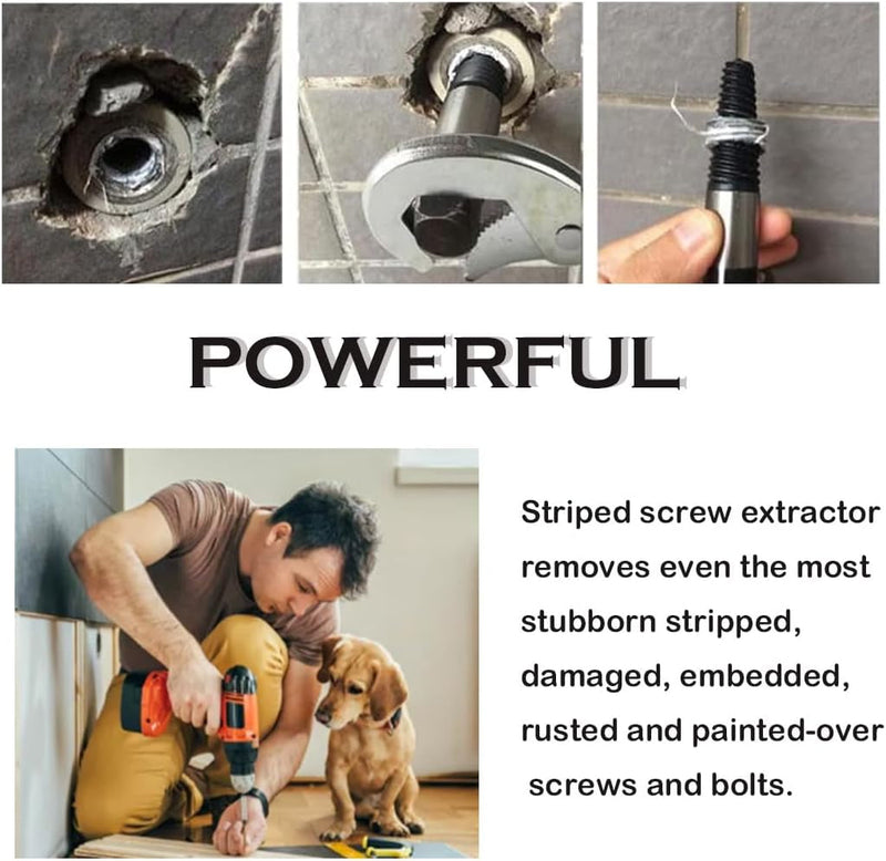 Damaged Screw Extractor Bolt Extractor Kits Remover Set Power Tool Easy Out Bolt Extractor for Easily Remove Broken Bolts, Stripped Screws, Studs, Superb Gifts for Men