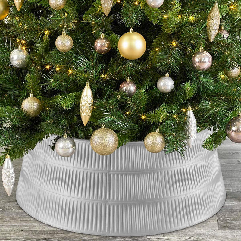 ALKB Gold Plastic Christmas Tree Collar - 28.4 in Rome Design Skirt Christmas Tree Base Cover - Holiday Tree Skirt Accessory for Home - Fits Trees up to 9 Feet Tall