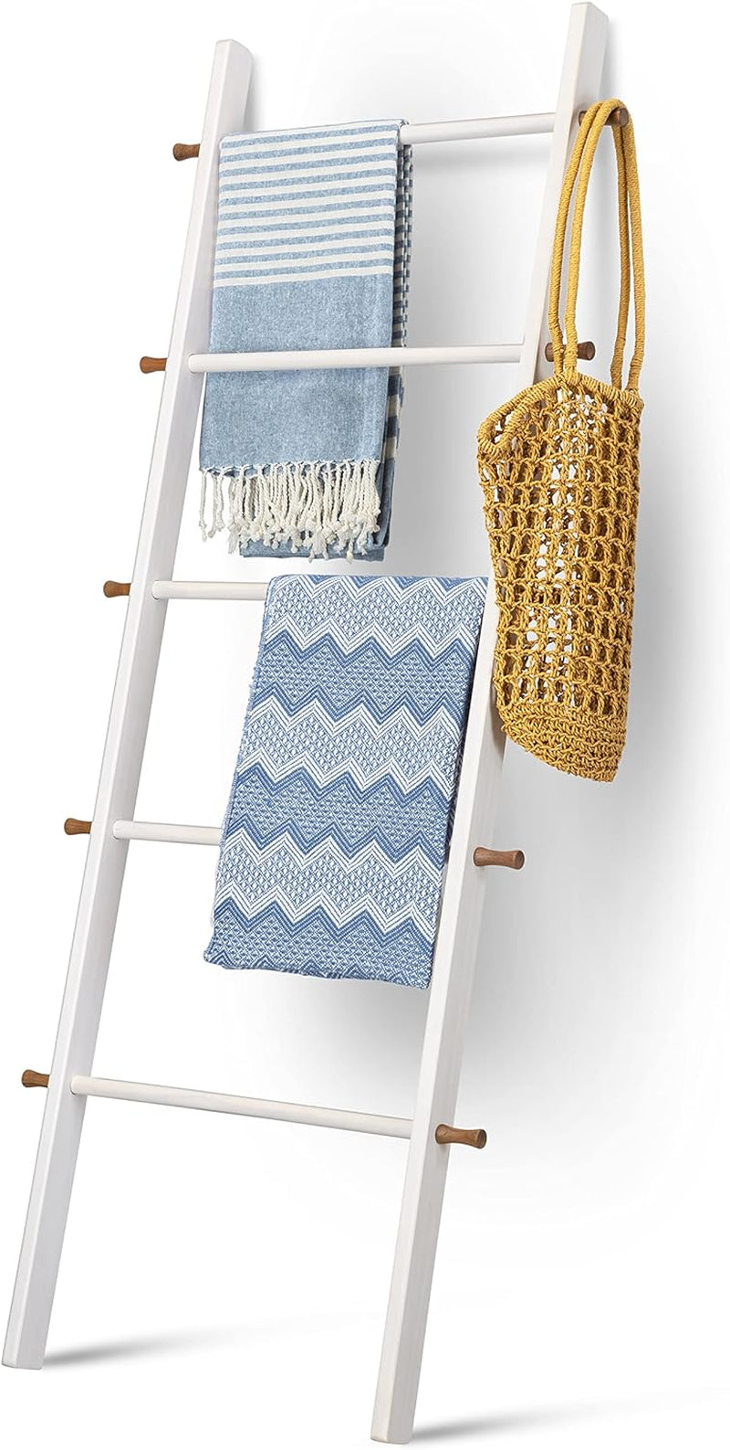 5 Ft Wooden Blanket Ladder Farmhouse - Quilt Ladder for Bedroom - Wood Ladder Decor - Decorative Ladder for Blankets - Easy to Assemble - Farmhouse Ladder Blanket Holder - Wooden Ladder for Blankets
